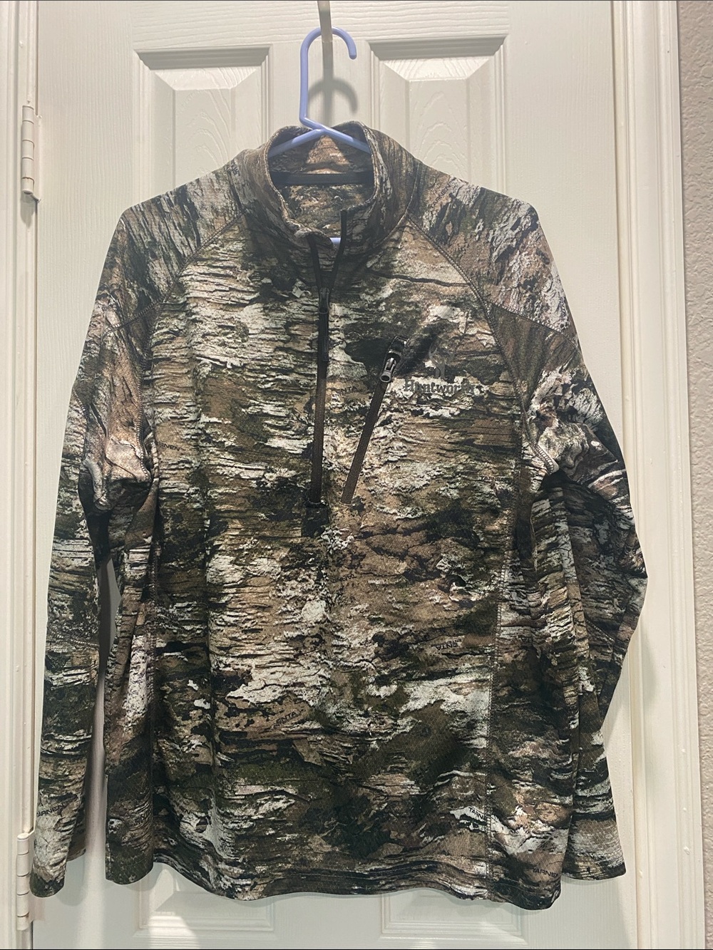 Huntworth Men's Camo Quarter-Zip Hunting Pullover - Green/Brown/Tan